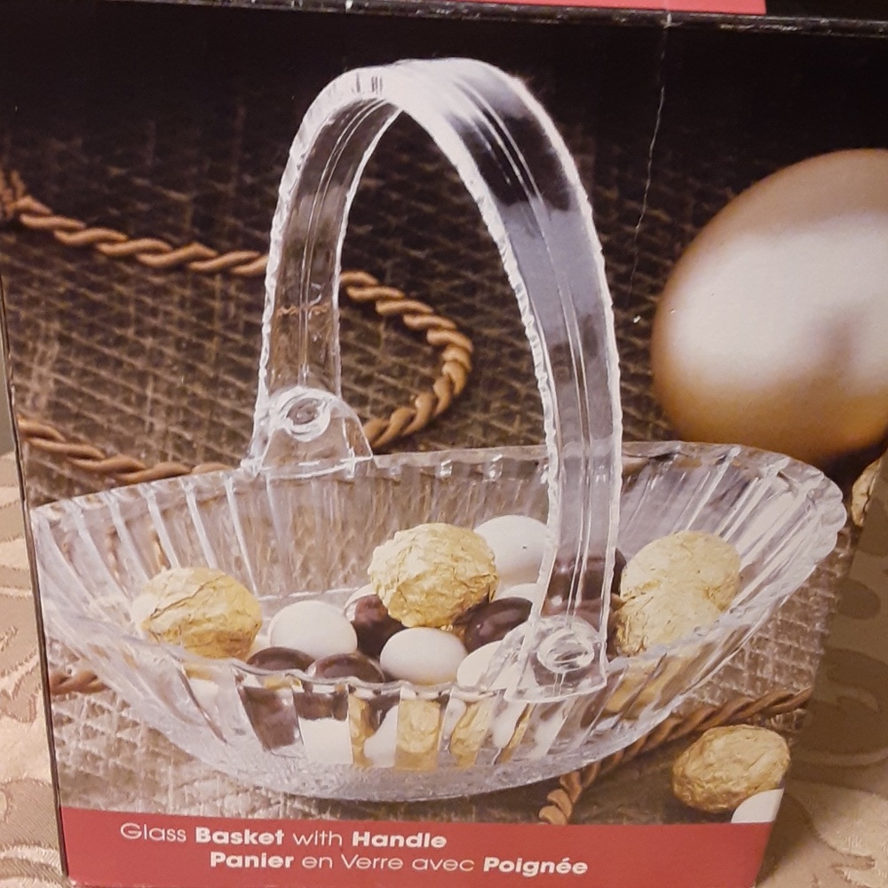 Bali Glass Basket with Removable Plastic Handle